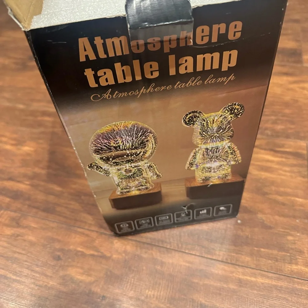 LED 3D Bear Firework Night Light USB Ambient Lamp for Kids, Bedroom, Gaming Deco